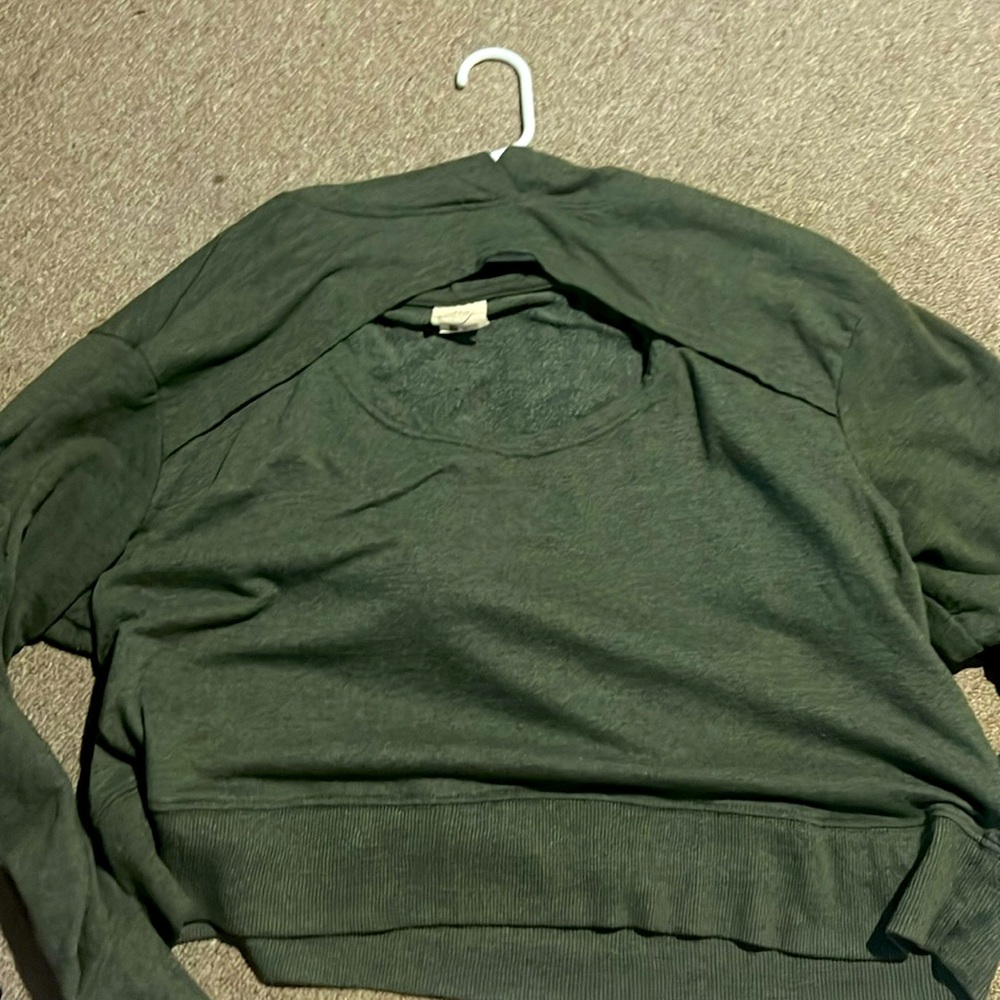 1X Women’s Army Green Open Chested Cropped Hoodie - Urban R